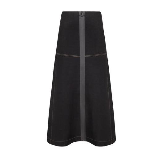 Maxi Top Stitch Zipper Skirt