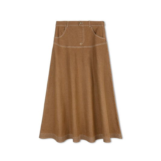 MIDI DENIM YOKE SKIRT