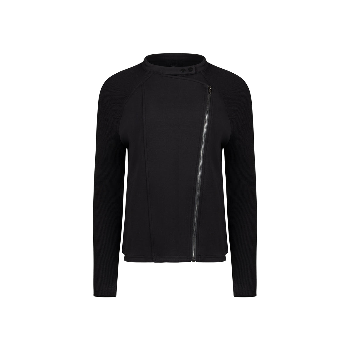 Knit Sleeve Zip Top