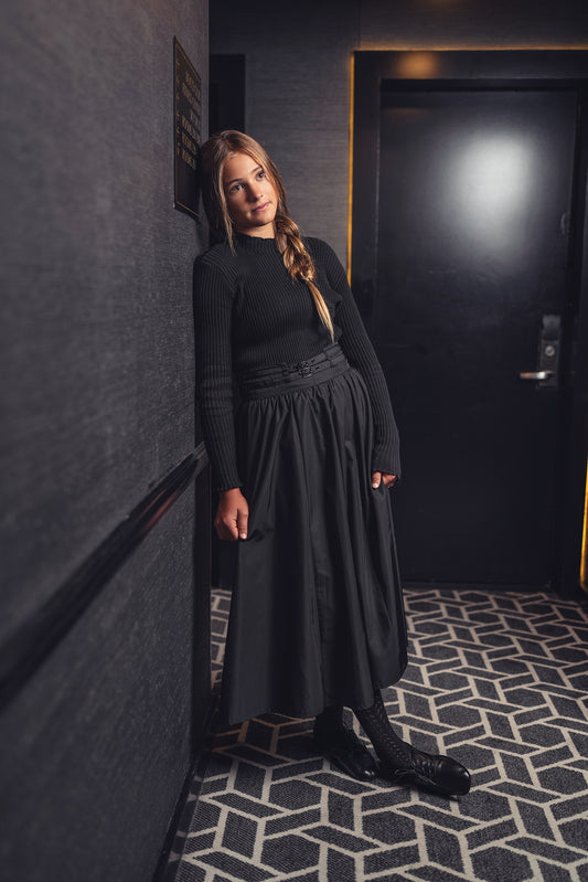 MIDI TAFETTA BUCKLE SKIRT