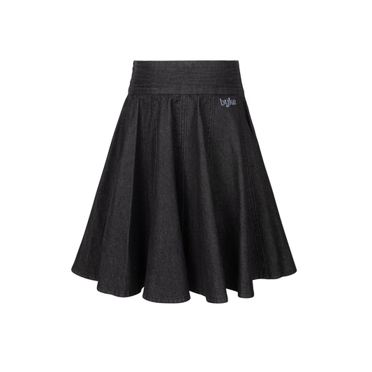 PANELED DENIM SKIRT