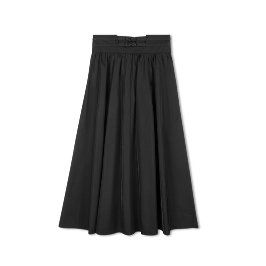 MIDI TAFETTA BUCKLE SKIRT