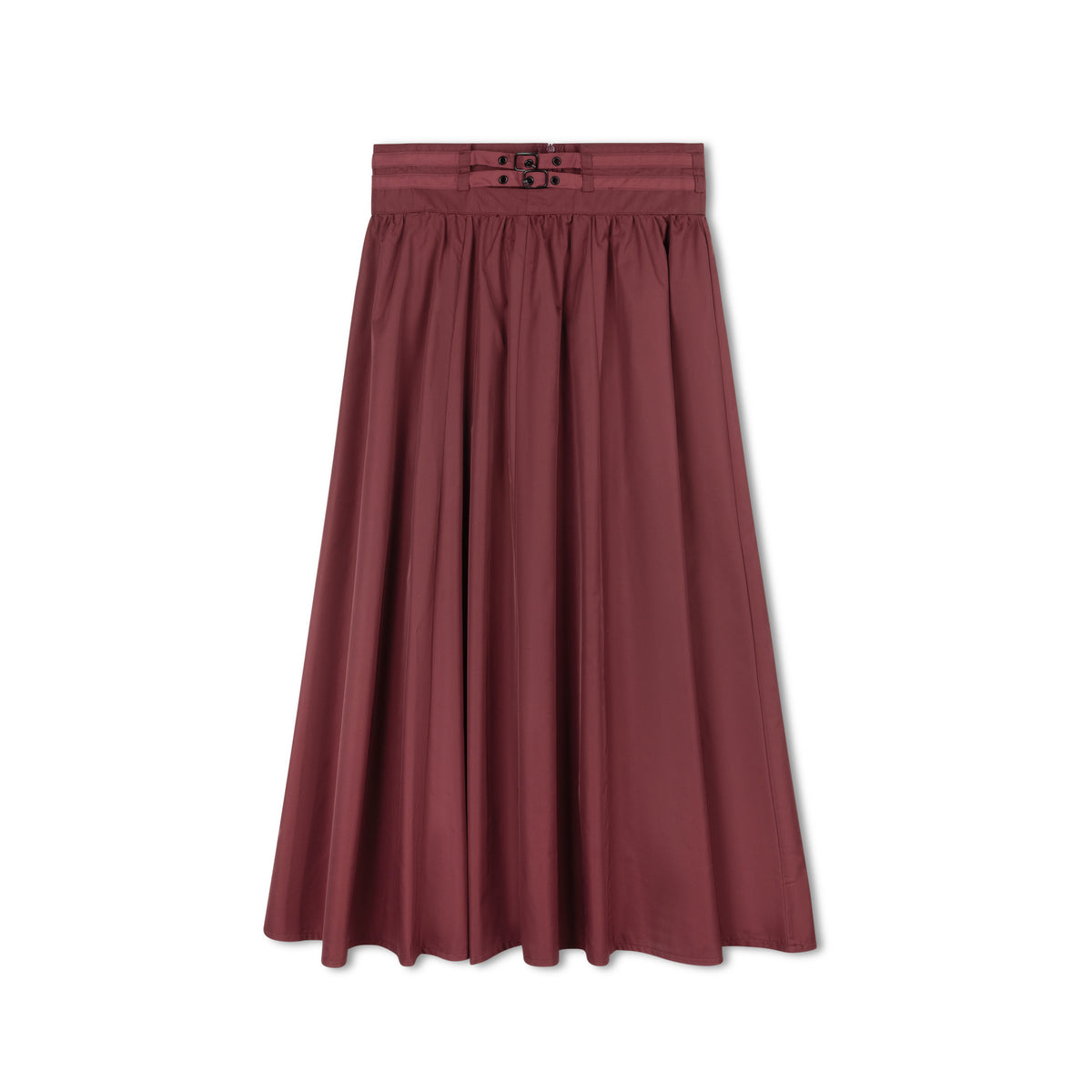 MIDI TAFETTA BUCKLE SKIRT
