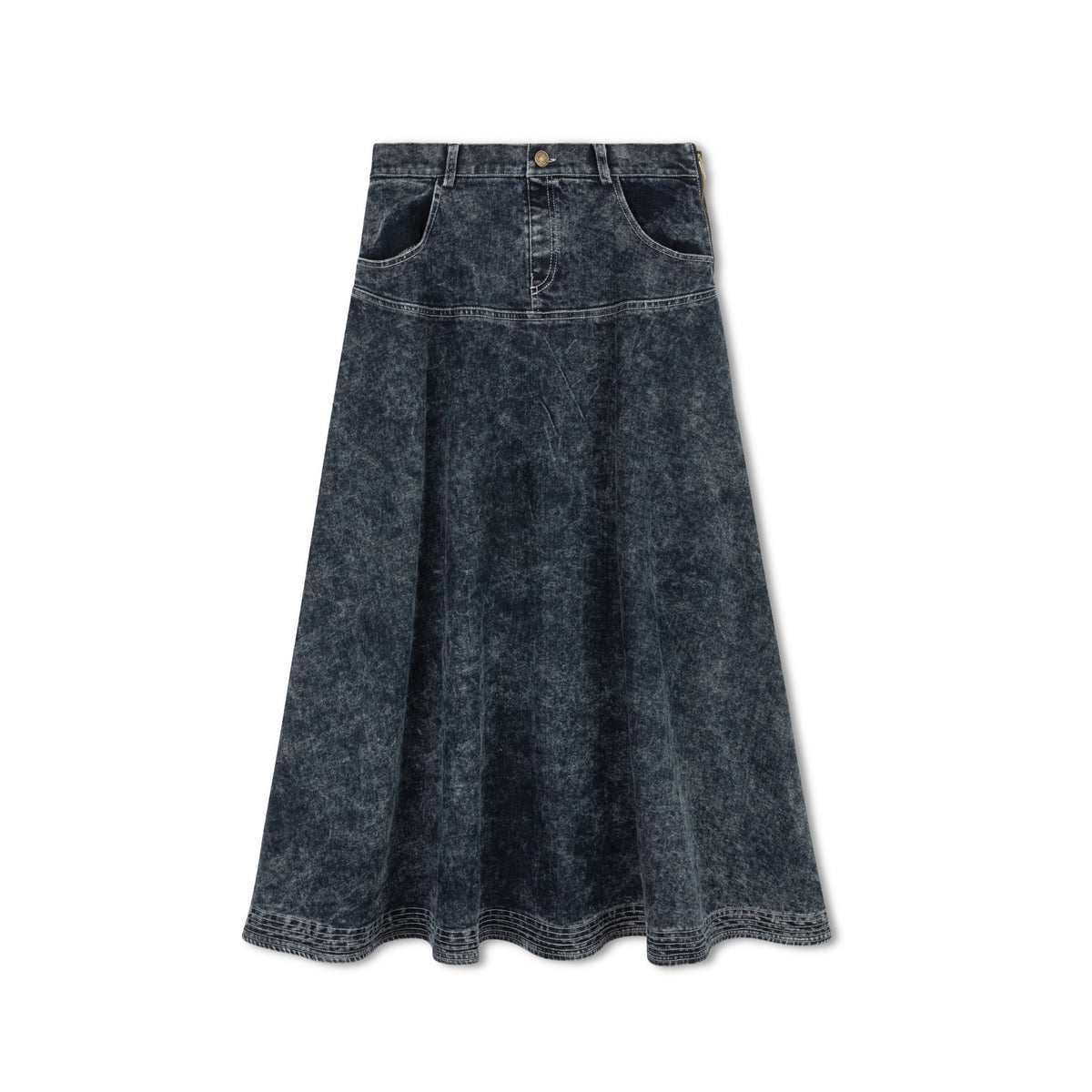 MIDI DENIM YOKE SKIRT